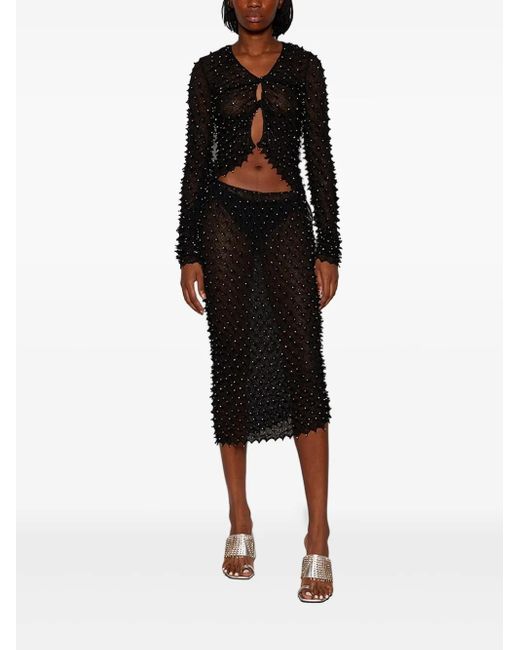 Christopher Esber Black Shibori Crystal-Embellished Open-Twist Top