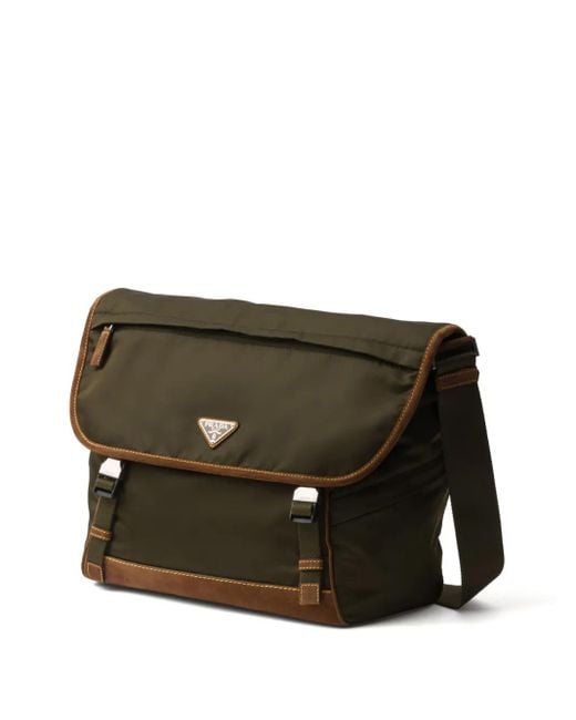 Prada Black Large Triangle-Logo Messenger Bag for men