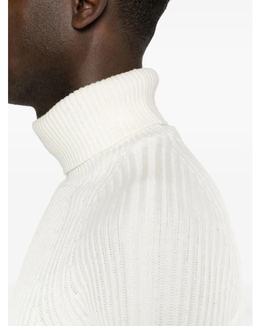 Zanone Gerippter Strickpullover in White für Herren