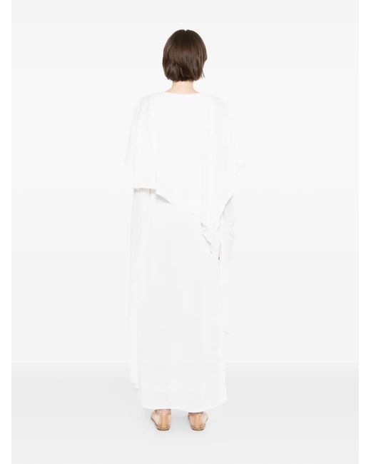 Ruohan White Tobi Cape-Style Dress