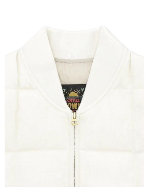 Fortela White Quilted Zip Vest for men
