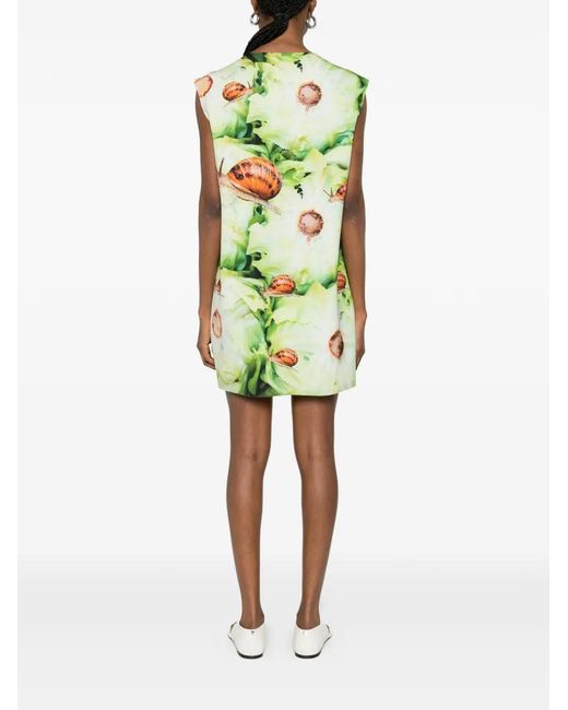The Artistylist Green Snail-Print Sleeveless Mini Dress
