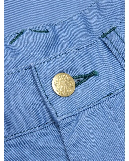Needles Blue Embroidered-Logo Trousers for men