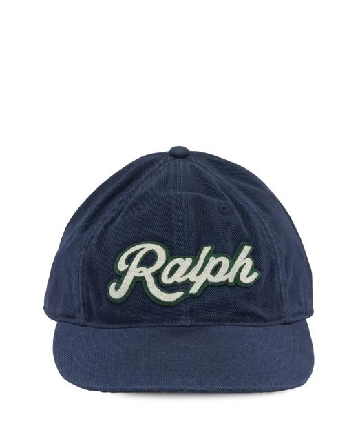 RRL Blue Logo-patch Cotton Baseball Cap for men