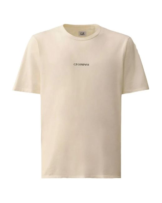 C P Company Natural Crew Neck T-Shirt With Logo for men