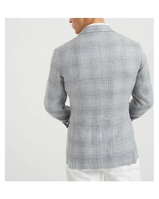 Brunello Cucinelli Gray Suit-Type Linen Jacket for men