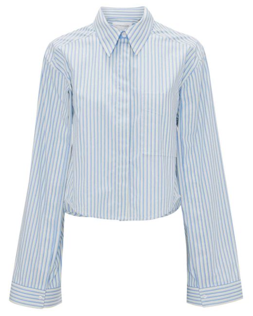 Victoria Beckham Blue Striped Cropped Shirt