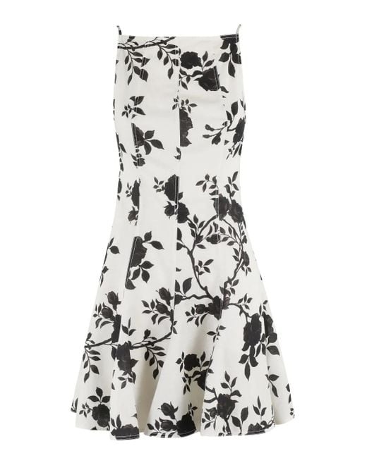 Self-Portrait White Floral-Print Mini Dress