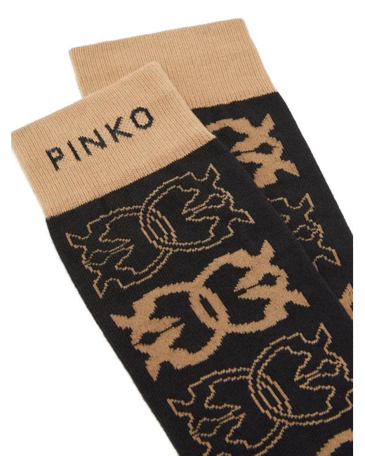 Pinko Black Logo-Patterned Knee-High Socks
