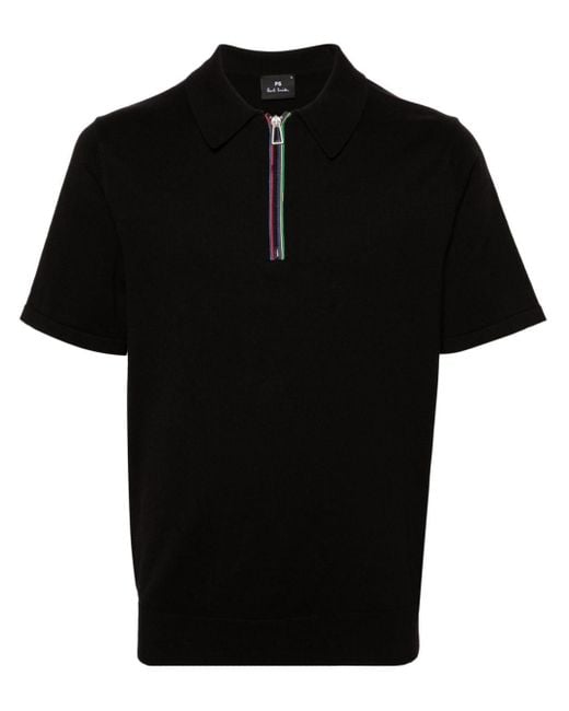PS by Paul Smith Fijngebreid Poloshirt Met Rits in het Black voor heren