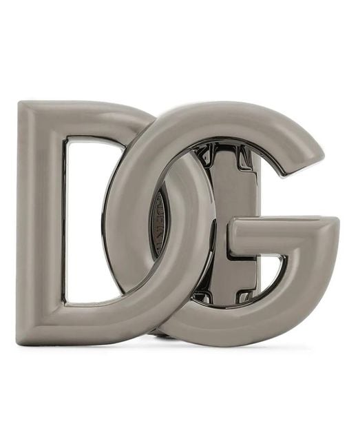 Cintura Con Fibbia Dg di Dolce & Gabbana in Gray da Uomo