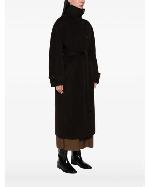 Soeur Black James Belted Button-Up Coat