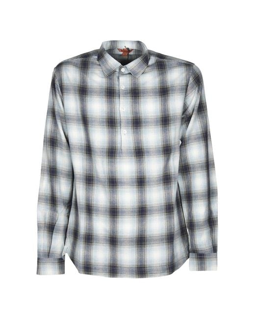 Barena Blue Plaid Button Shirt for men