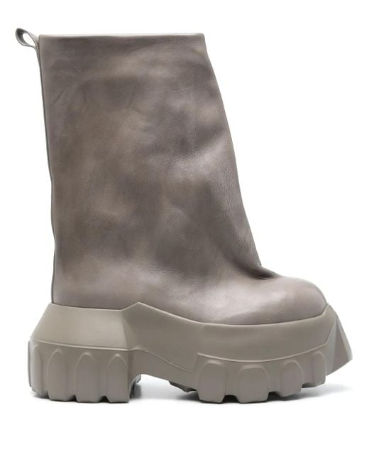 Rick Owens Flared Mega Tractor Boots in Gray for Men | Lyst