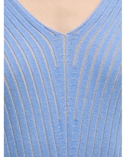 Pull Côtelé À Col V DKNY en coloris Blue