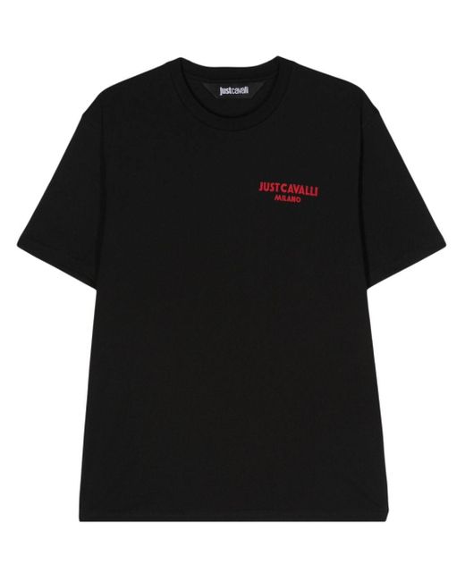 T-shirt à logo floqué Just Cavalli pour homme en coloris Black