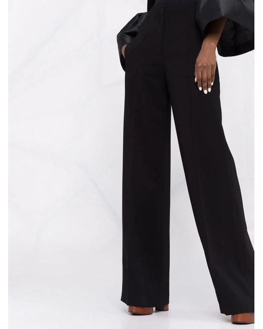 Alberta Ferretti Black High-Waisted Straight-Leg Trousers