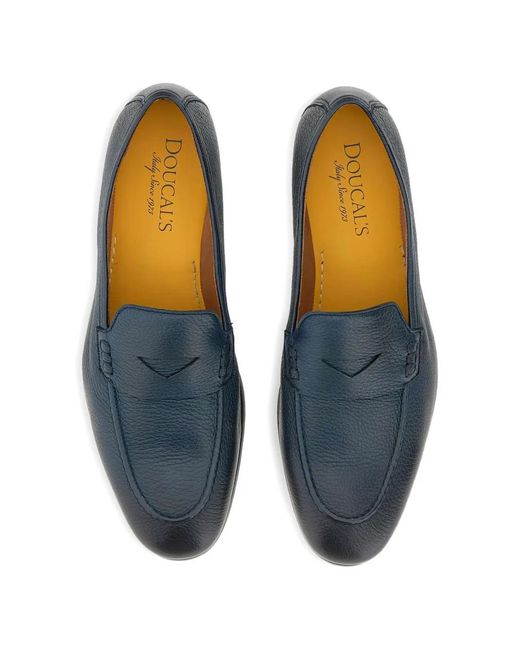 Doucal's Blue Penny Leather Loafers for men