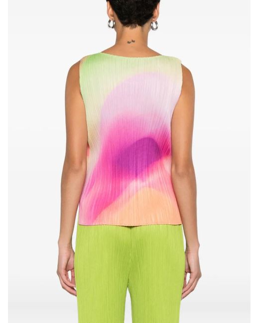 Top Plissettato Con Stampa di Pleats Please Issey Miyake in Pink