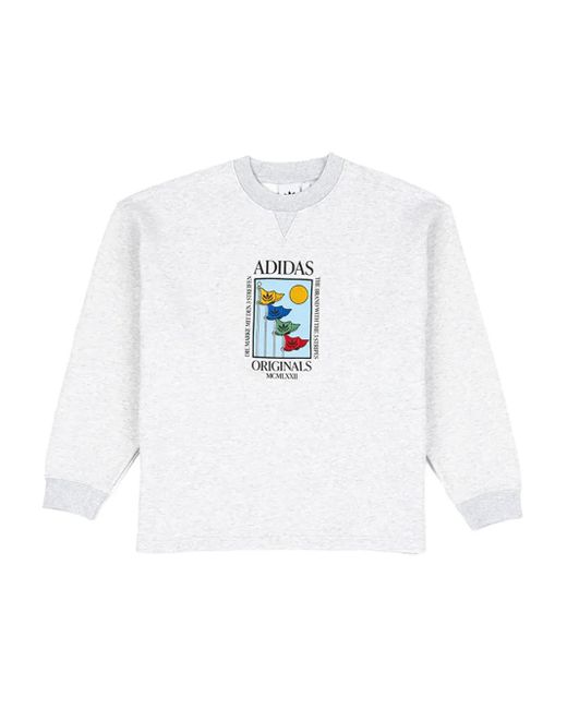 Adidas White Olympic Crew Long-Sleeve Tee for men