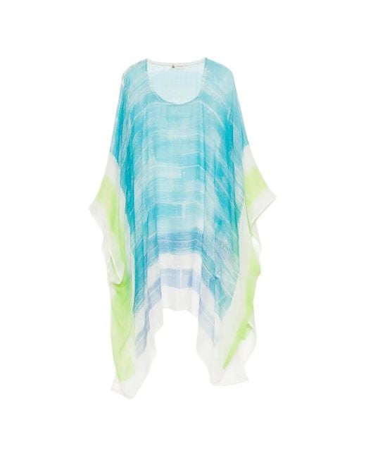 Colombo Blue Blouse Peinte À La Main À Imprimé Abstrait