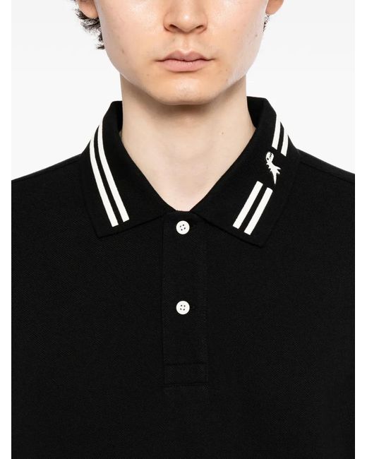 SPORT b. by agnès b. Black Logo-Badge Polo Shirt for men