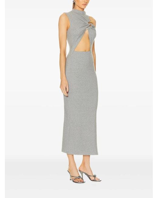 Christopher Esber Gray Callisto Marle Column Twist-Detail Side-Split Midi Dress