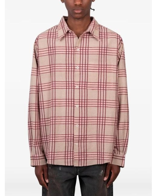 STORY mfg. Pink Plane Check Handloom Shirt for men