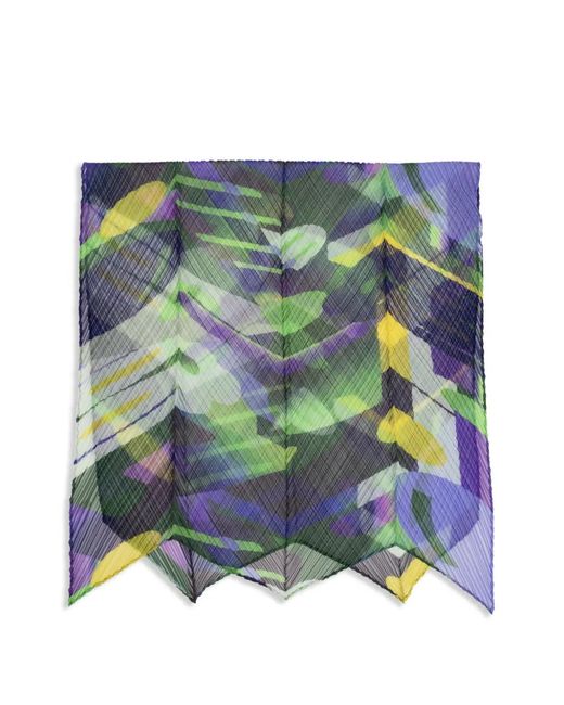 Pleats Please Issey Miyake Green Pleats Please Abstract-Print Scarf