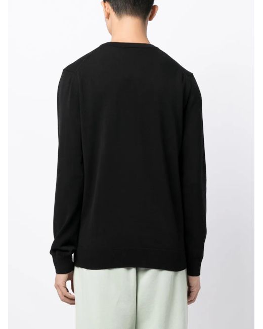 Lacoste Black Logo-Embroidered Fine-Ribbed Jumper for men