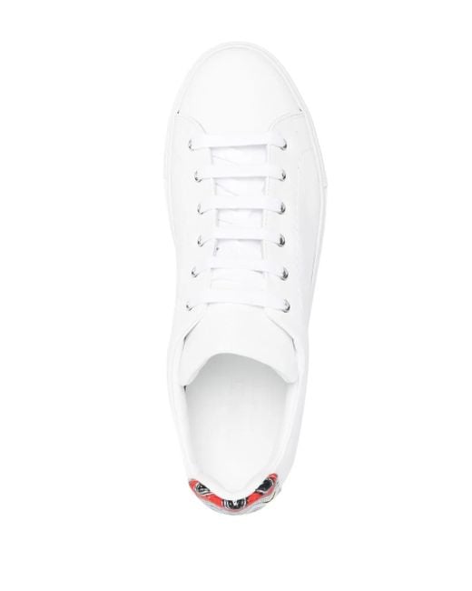 Missoni White Zigzag-Trimmed Leather Sneakers for men