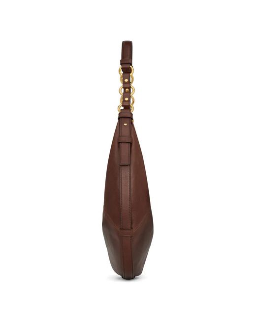 Saint Laurent Brown Saharienne Leather Shoulder Bag