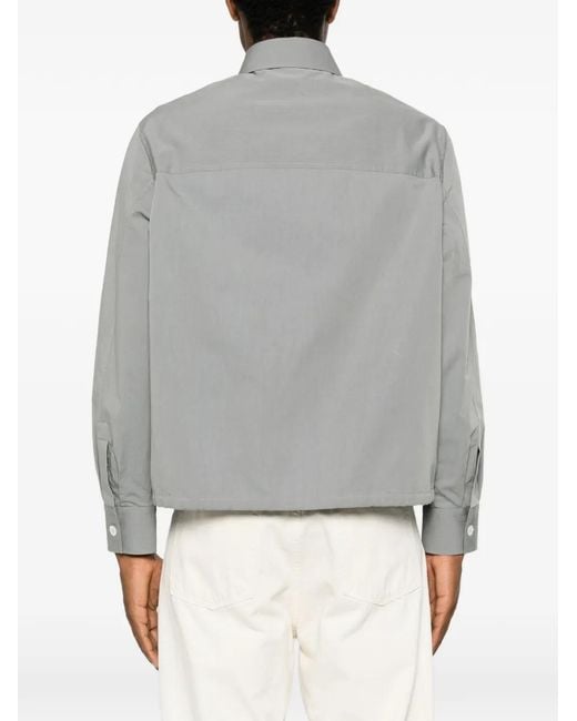 Lardini Gray Patch-Pocket Popover Shirt for men