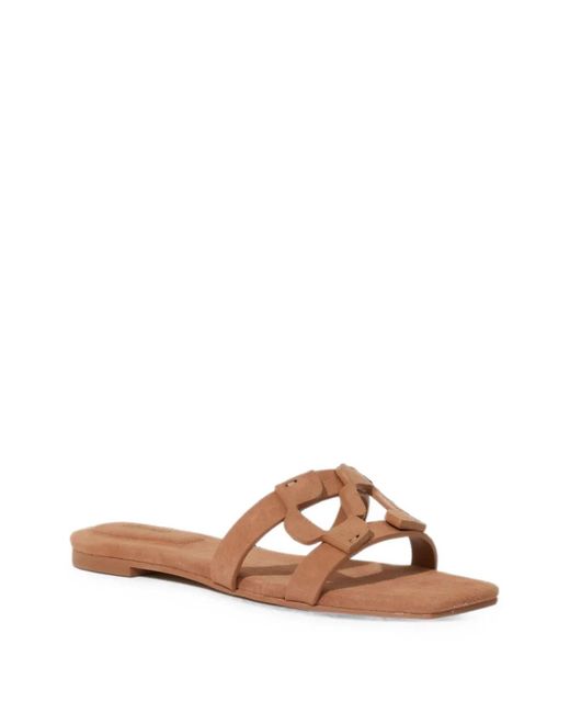 Jonathan Simkhai Brown Monogram Suede Sandals