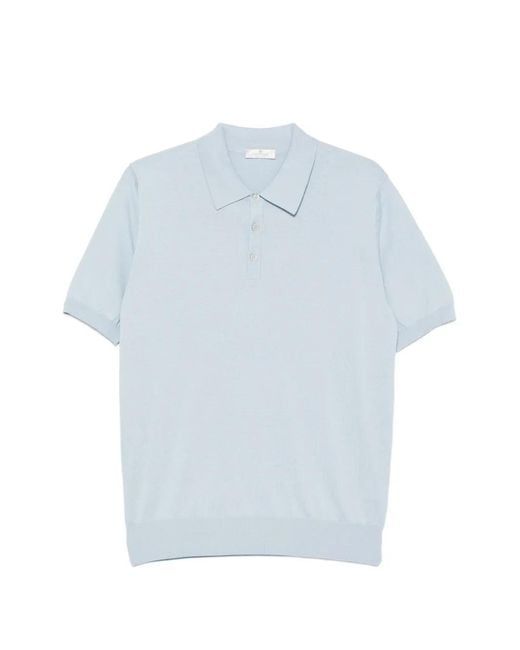 Panicale Blue Short-Sleeve Buttoned Polo Shirt for men