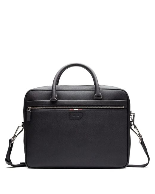 Bally Leren Aktetas Met Dubbele Handgreep in het Black voor heren