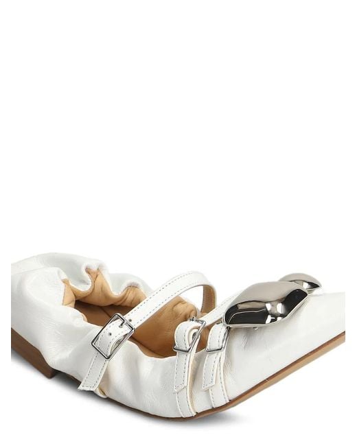 Alchimia White Buckle-Strap Ballet Flats