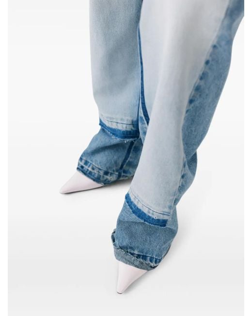 Stella McCartney Blue Two-Tone Straight Leg Jeans With Concealed Fly