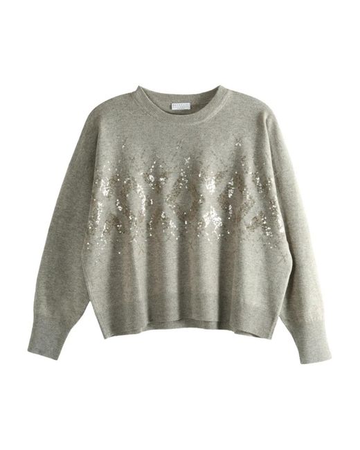Pull À Sequins Brunello Cucinelli en coloris Gray