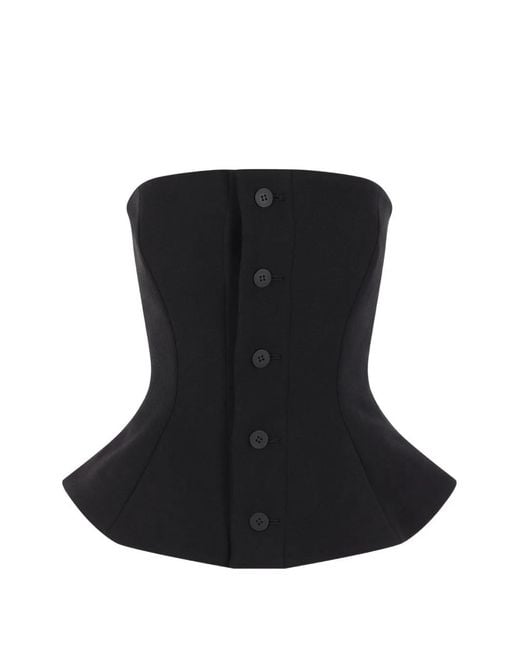 Issey Miyake Black Arms Buttoned Bustier Top