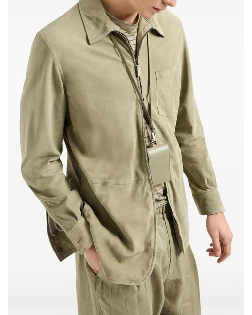 Giorgio Armani Natural Zip-Up Suede Jacket for men