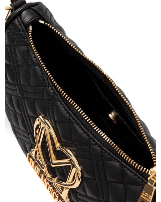 Love Moschino Black Gesteppte Schultertasche