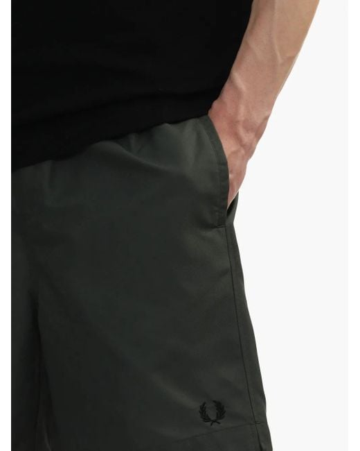 Short À Logo Brodé Fred Perry pour homme en coloris Black