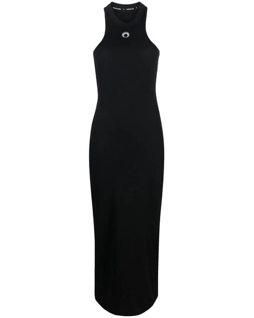 MARINE SERRE Black Crescent Moon Racerback Dress