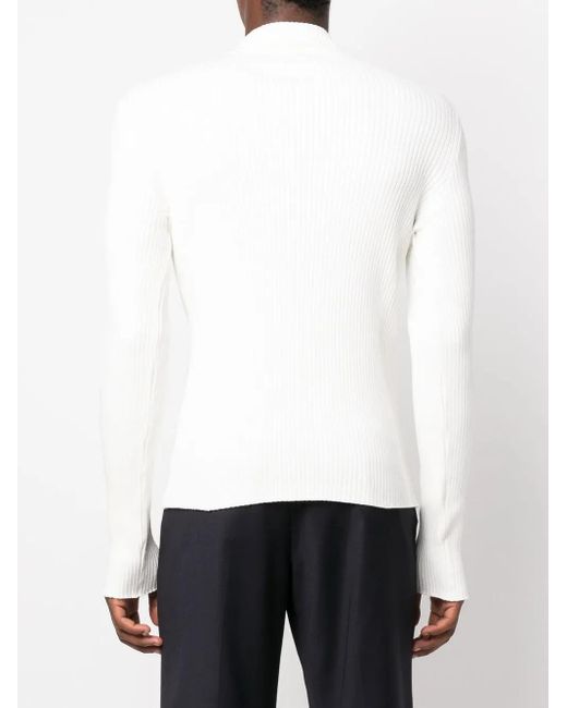 Maglione A Coste Con Applicazione di Courreges in White da Uomo