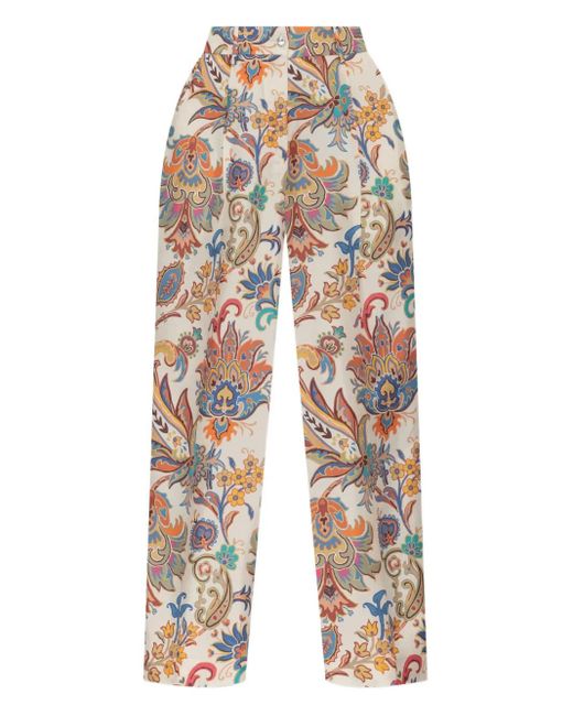 Etro White Hose mit Paisley-Print