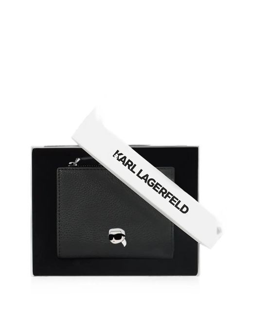 Karl Lagerfeld Black Small Ikon Pebble Bi-Fold Wallet