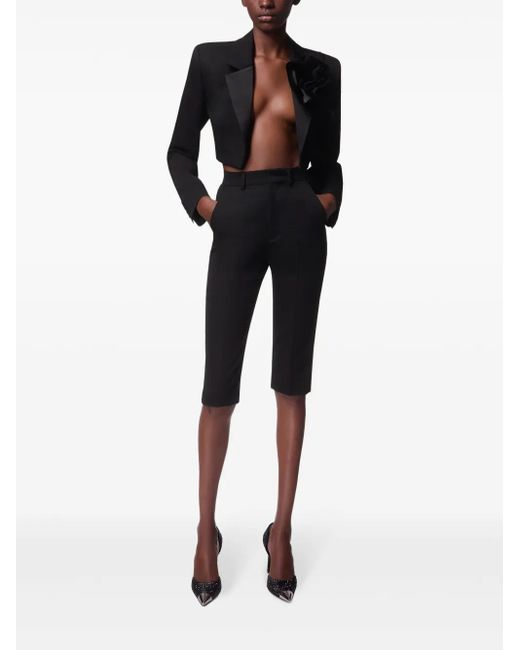 Area Black Flower Corsage Cropped Blazer