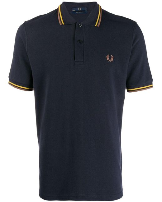 Fred Perry Blue Contrast Stripe Polo Shirt for men