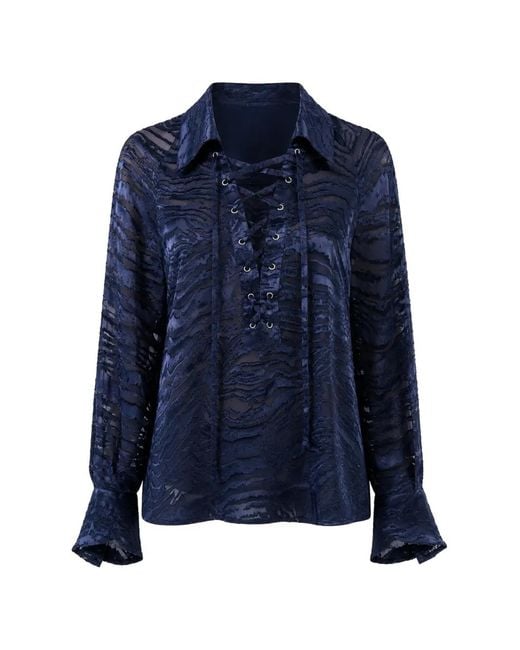 Barbara Bui Blue Lace-Up Blouse